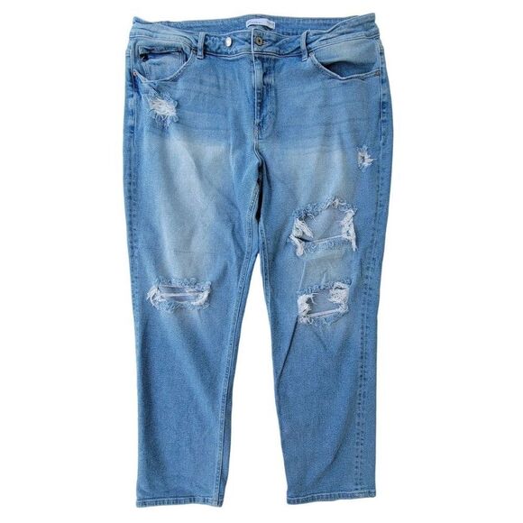 KanCan Boyfriend Jeans Womens 24 High Rise Grunge Distressed Perfect Fit Button - Picture 1 of 12